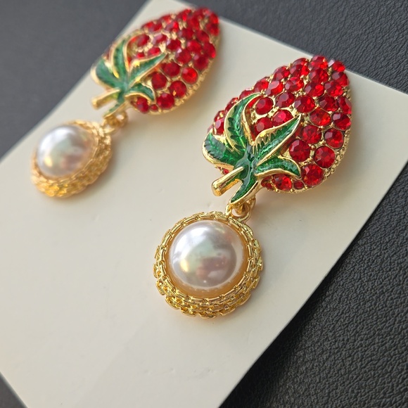 Strawberry 🍓 Statement Post Earrings, NWT - Picture 8 of 15